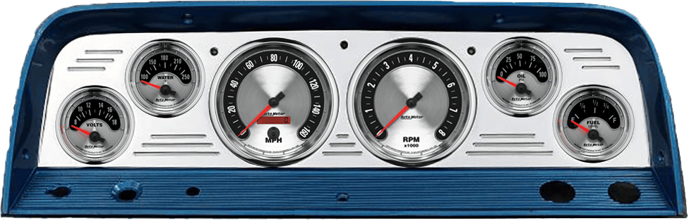 1964-1966 Chevy Truck Aluminum Dash Insert w/ Auto Meter American Muscle Gauges