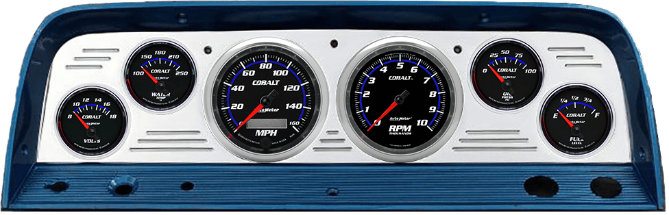 1964-1966 Chevy Truck Billet Aluminum Gauge Panel w/ Auto Meter Cobalt Gauges