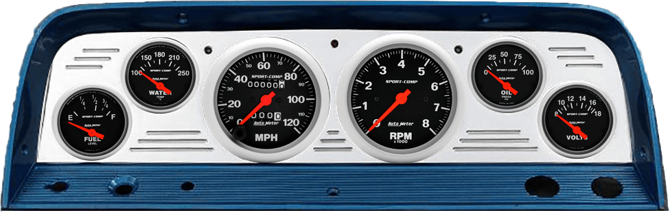 1964-1966 Chevy Truck Billet Aluminum Gauge Panel w/ Sport-Comp gauges