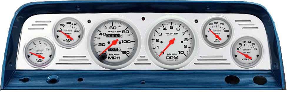 1964-1966 Chevy Truck Billet Aluminum Gauge Panel w/ Ultra-Lite gauges
