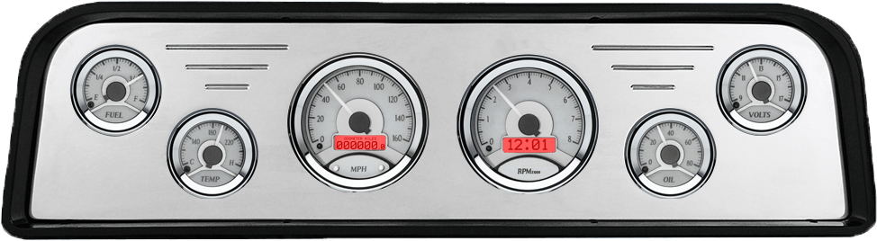 1962-1966 GMC Truck Billet Aluminum Gauge Panel w/ Dakota Digital VHX Silver Alloy Gauges