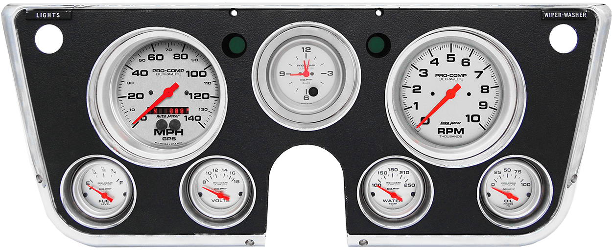 1967-1972 Chevy Truck Aluminum Adapter Kit w/ Auto Meter Ultra-Lite Gauges