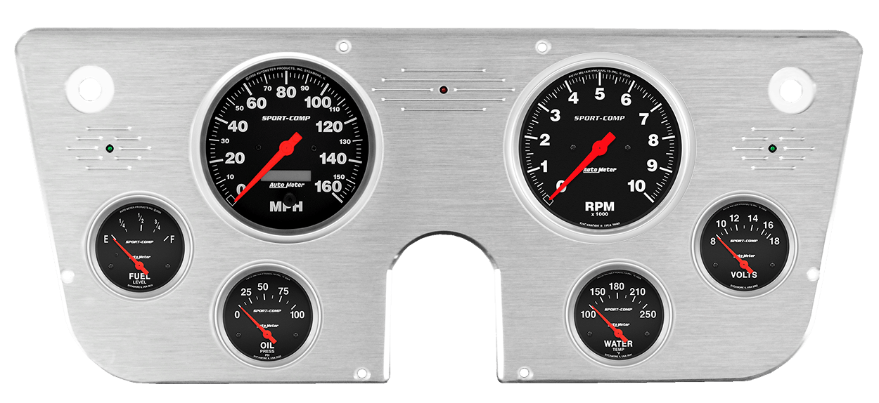 1967-1972 Chevy Truck Aluminum Gauge Panel w/ Auto Meter Sport-Comp Gauges