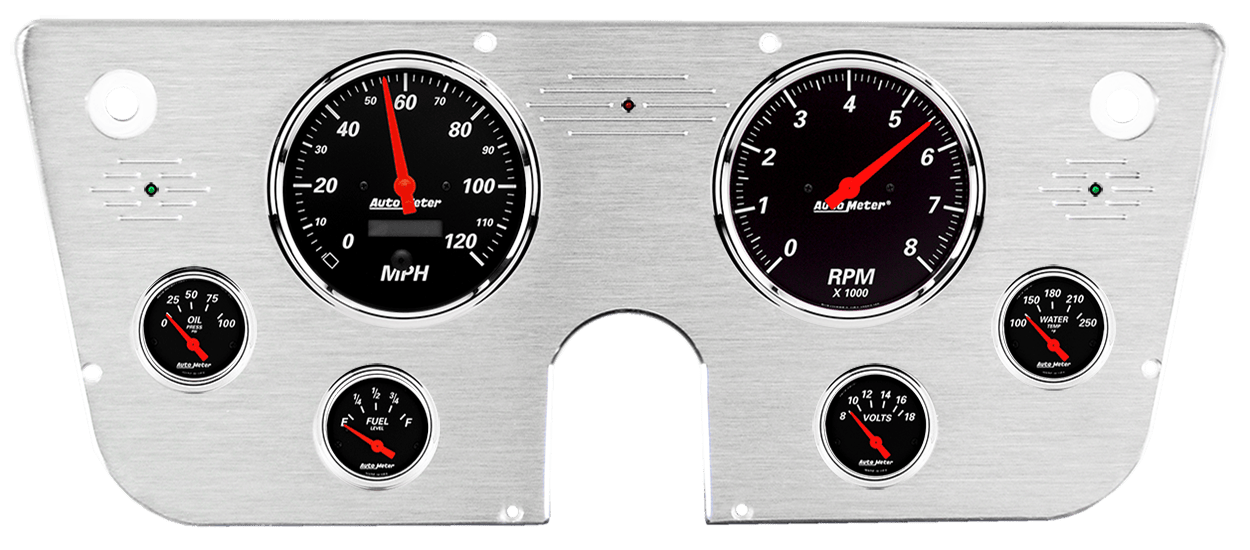 1967-1972 Chevy Truck Aluminum Gauge Panel w/ Auto Meter Designer Black Gauges