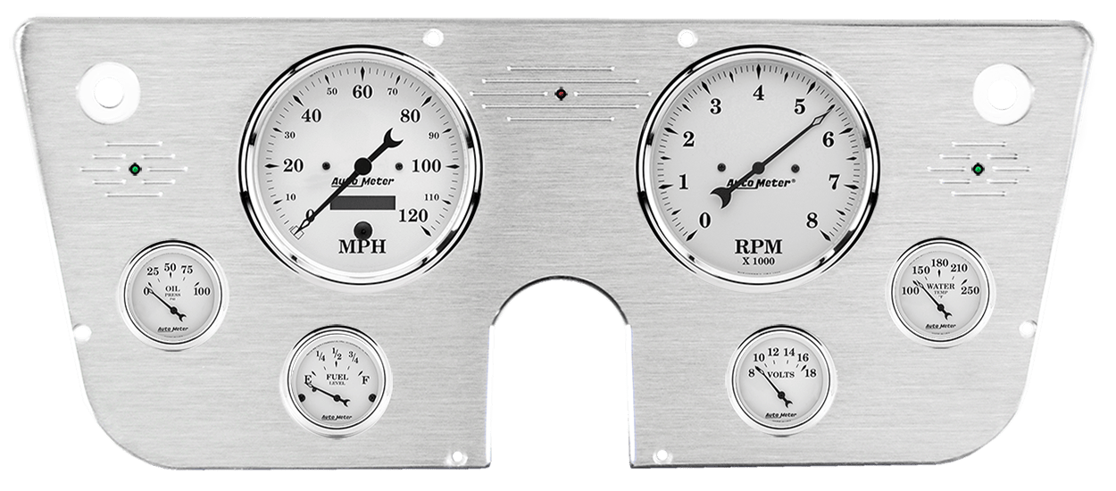 1967-1972 Chevy Truck Aluminum Gauge Panel w/ Auto Meter Old Tyme White Gauges