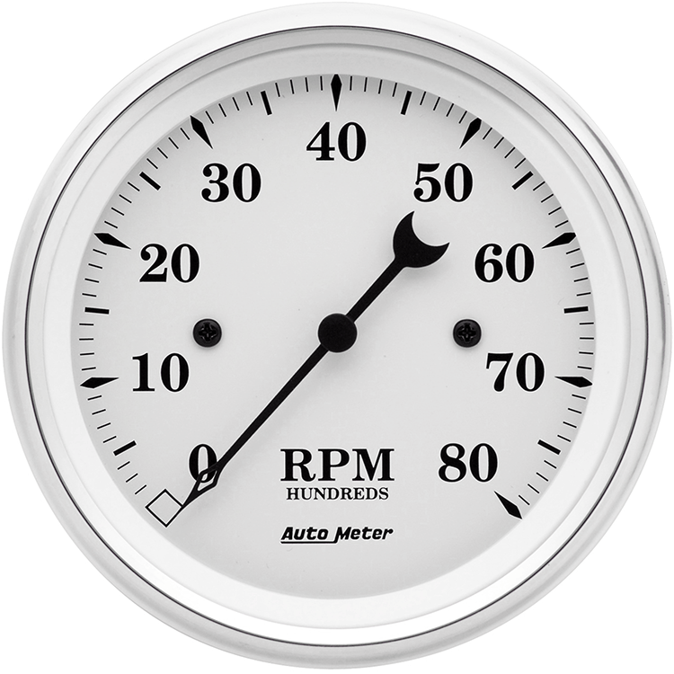 1690 Auto Meter Old Tyme White 3 3/8" In-Dash 8,000 RPM Tachometer