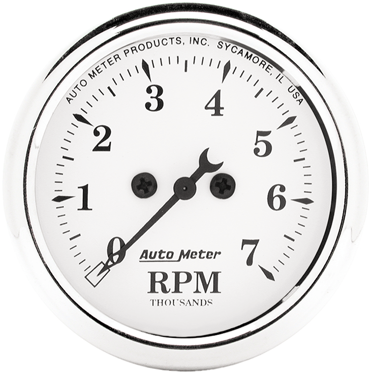 1694 Auto Meter Old Tyme White 2 1/16" In-Dash 7,000 RPM Tachometer
