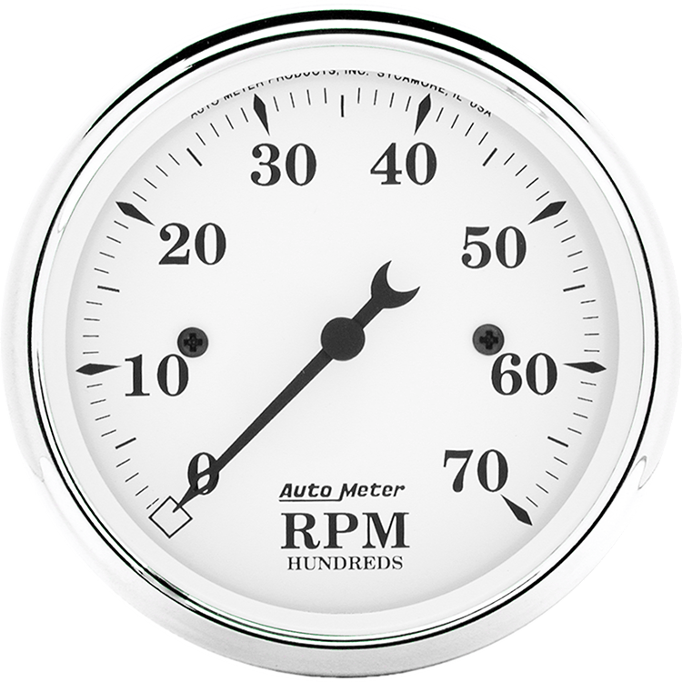 1695 Auto Meter Old White 3-1/8" In-Dash 7,000 RPM Tachometer