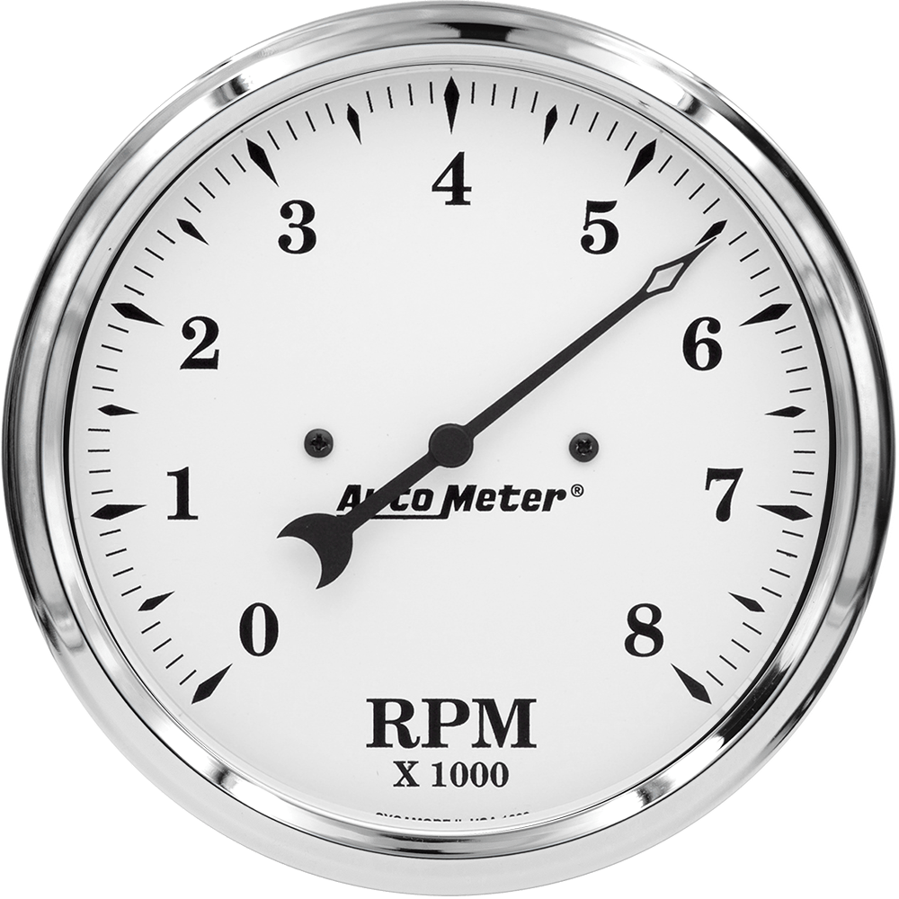1699 Auto Meter Old Tyme White 5" In-Dash 8,000 RPM Tachometer
