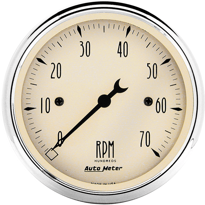1898 AutoMeter 3 1/8" Antique Beige 7,000 RPM Tachometer