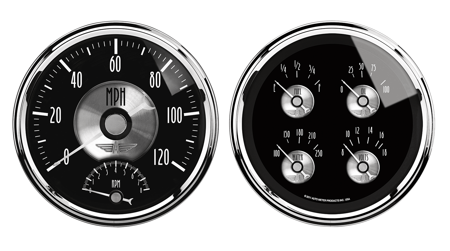 2005 AutoMeter Prestige Black Diamond 2 Gauge Kit (5" Quad & Tach/Speedo)