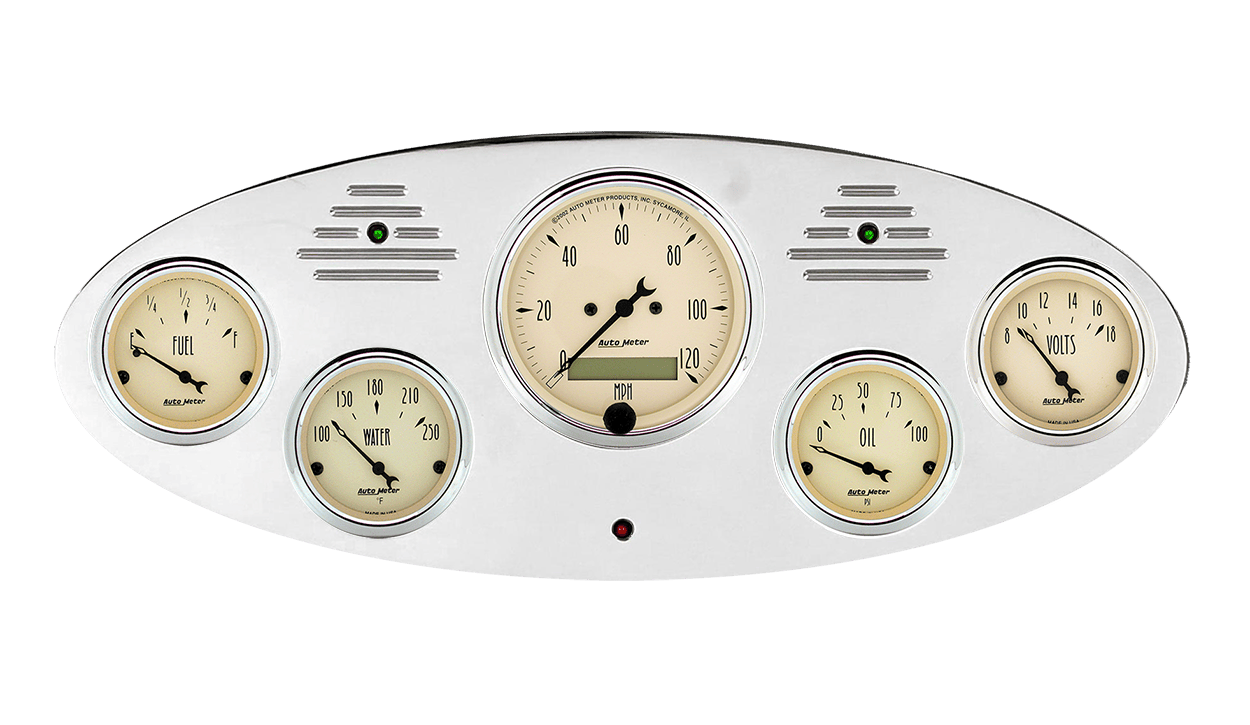 1934 Ford Truck Billet Aluminum Gauge Panel With AutoMeter Street Rod series gauges