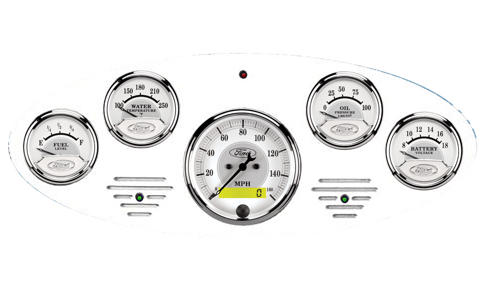 1934 Ford Truck Billet Aluminum Gauge Panel w/ Auto Meter Ford Masterpiece Silver Gauges