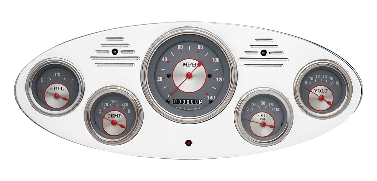1934 Ford Truck Aluminum 5 Gauge Panel w/ Classic Instruments Gauges