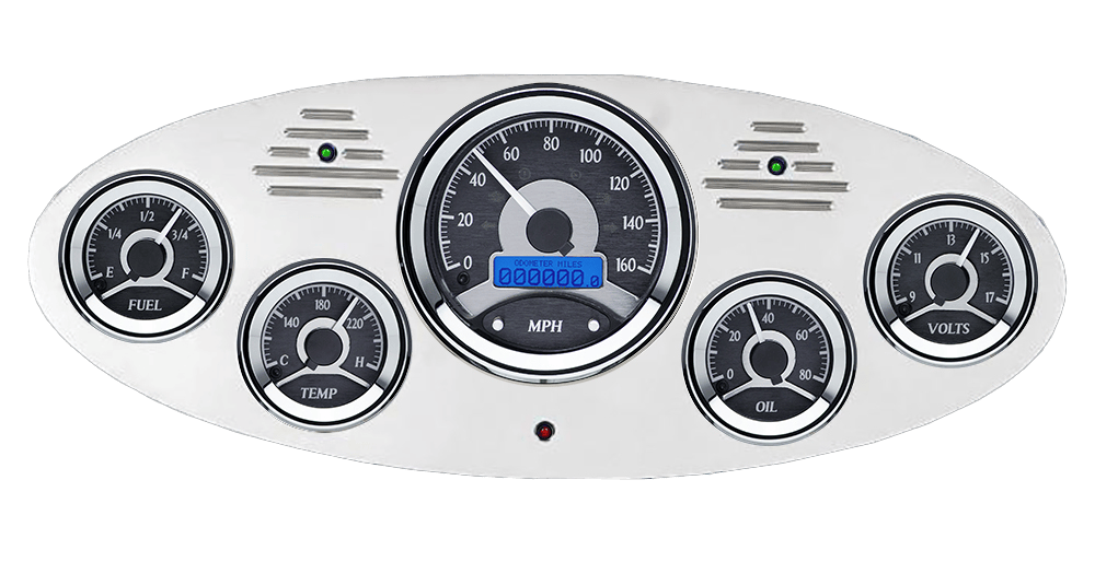 1934 Ford Truck Billet Aluminum Gauge Panel w/ Dakota Digital VHX-1050 Black Alloy Gauges