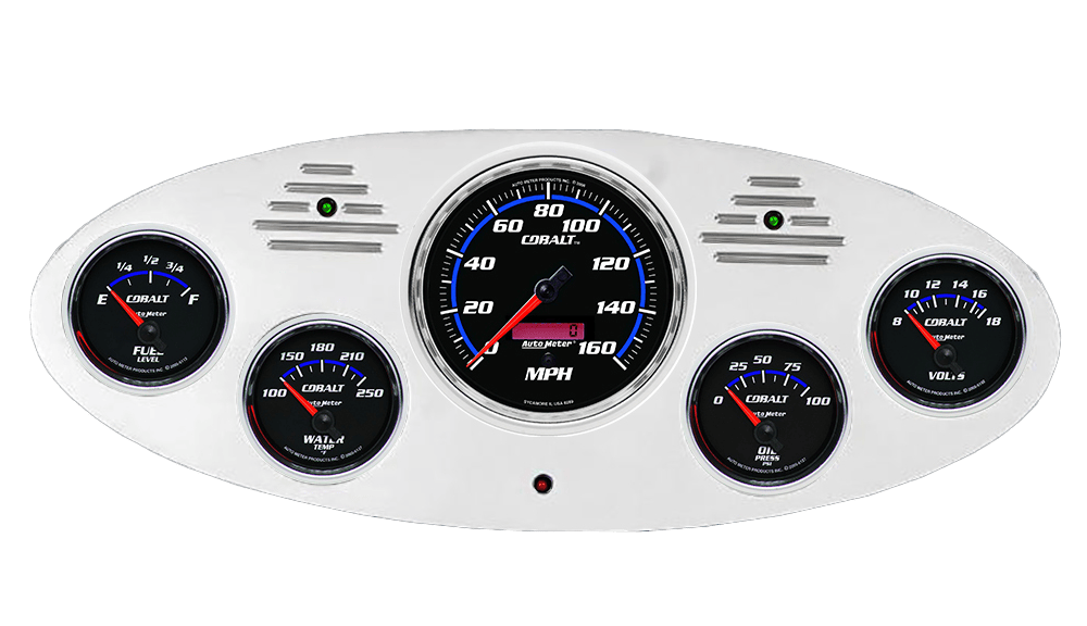 1934 Ford Truck Aluminum Gauge Panel w/ Auto Meter Cobalt Gauges