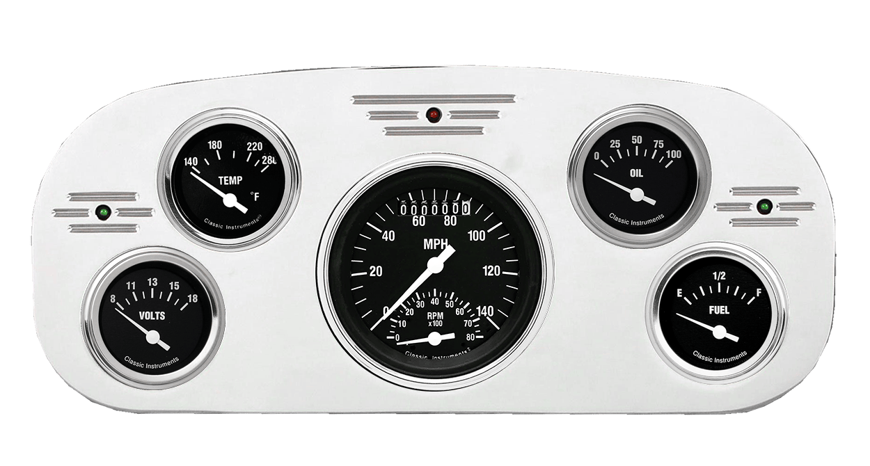 1935-1937 Ford Truck Billet Aluminum 5 Gauge Panel w/ Classic Instruments Gauges (Ultimate Speedometer)