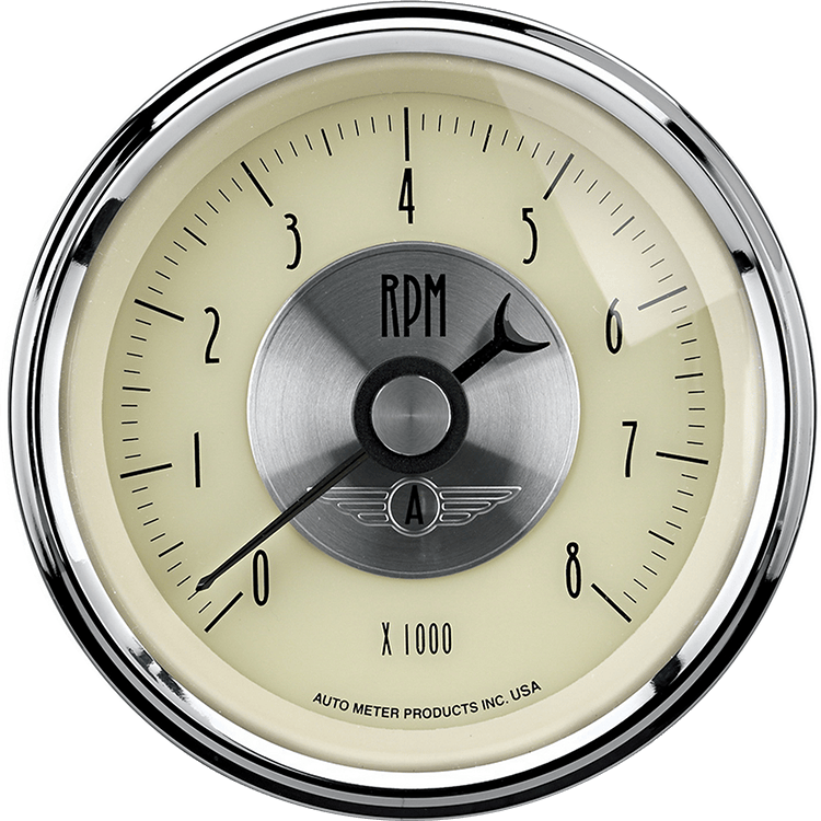 2097 Auto Meter Prestige Antique Ivory 3 3/8" In-Dash 8,000 RPM Tachometer