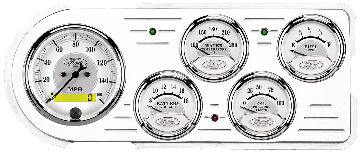 1948-1950 Ford Truck Aluminum Gauge Panel w/ Auto Meter Ford Masterpiece Silver Gauges
