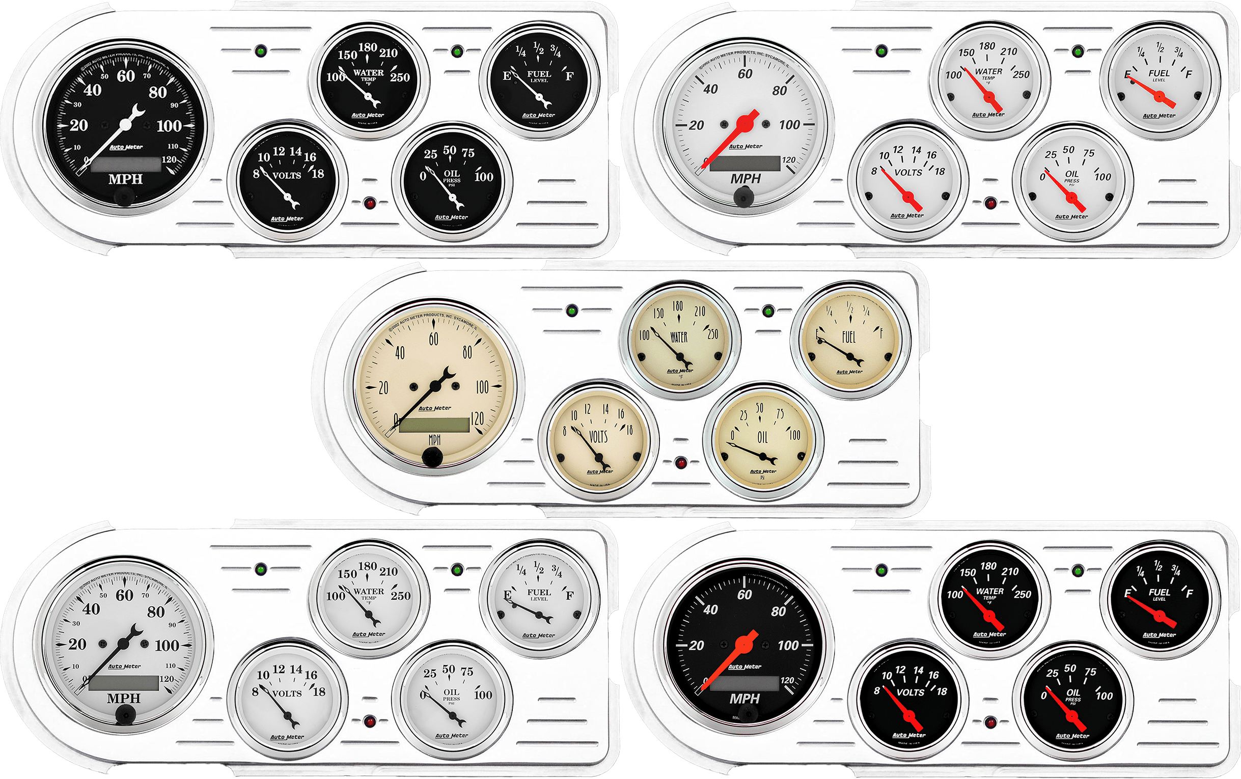1948-1950 Ford Truck Aluminum Gauge Panel w/ AutoMeter Street Rod Series Gauges
