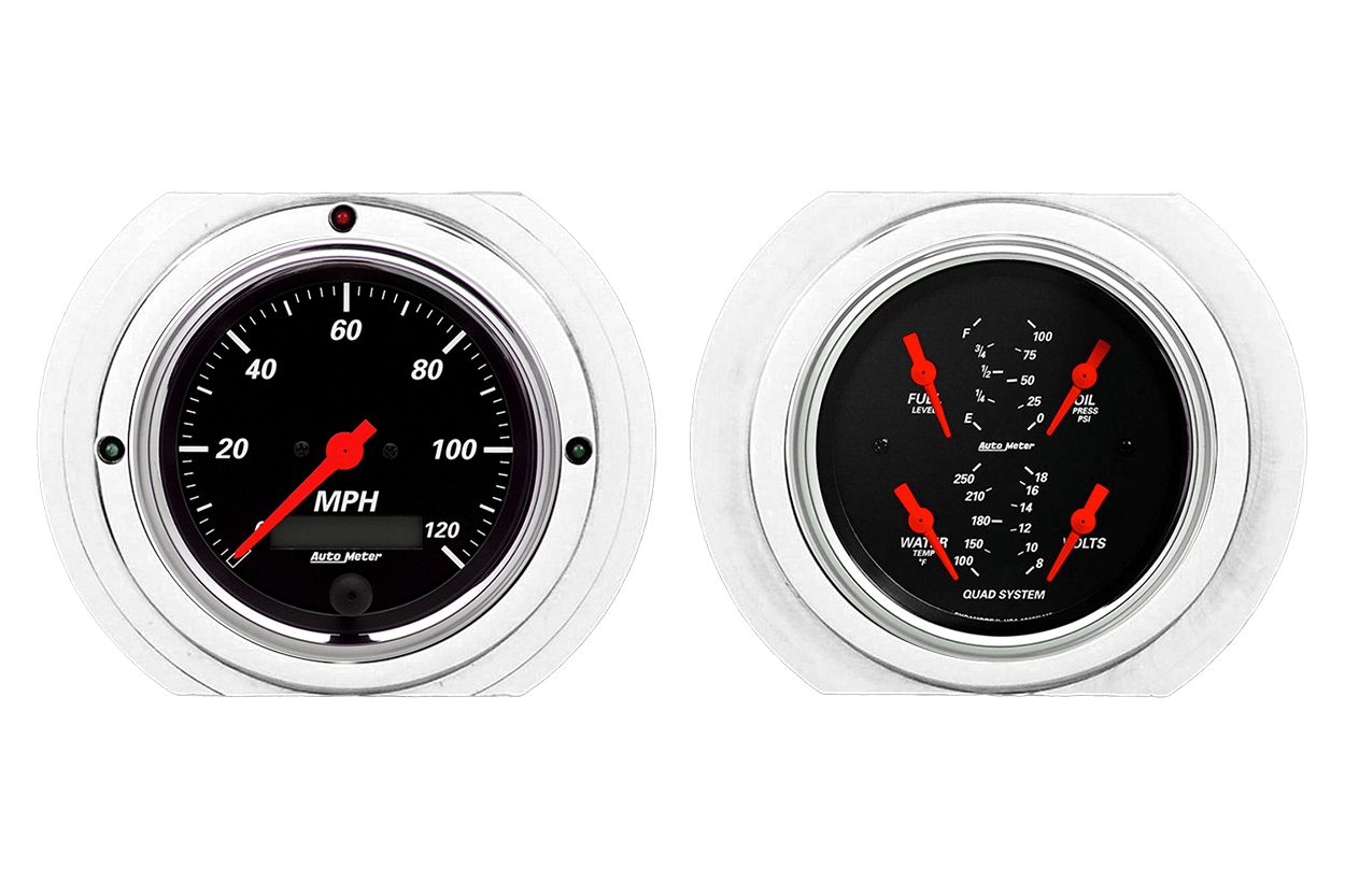 1951-1952 Ford Truck Aluminum Gauge Panels w/ Auto Meter Street Rod Series Gauges