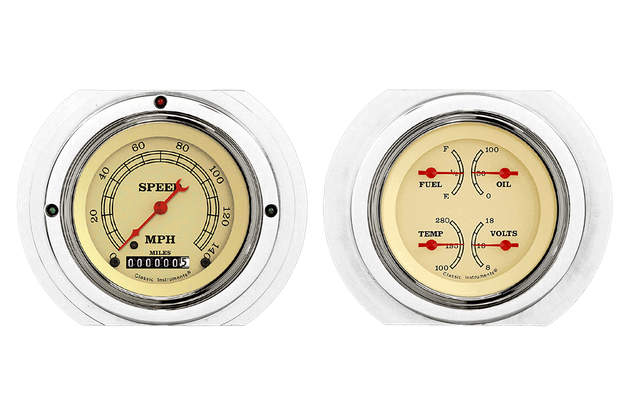 1951-1952 Ford Truck Aluminum Gauge Panels w/ Classic Instruments Gauges