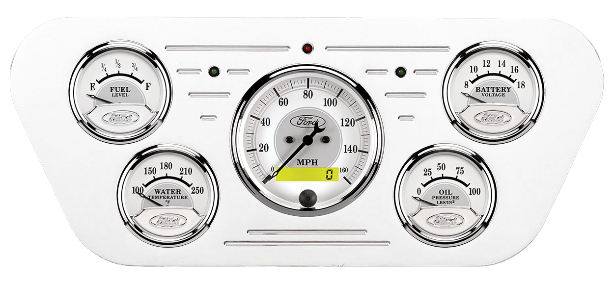 1953-1955 Ford Truck Billet Aluminum Gauge Panel w/ AutoMeter Ford Masterpiece Silver Gauges