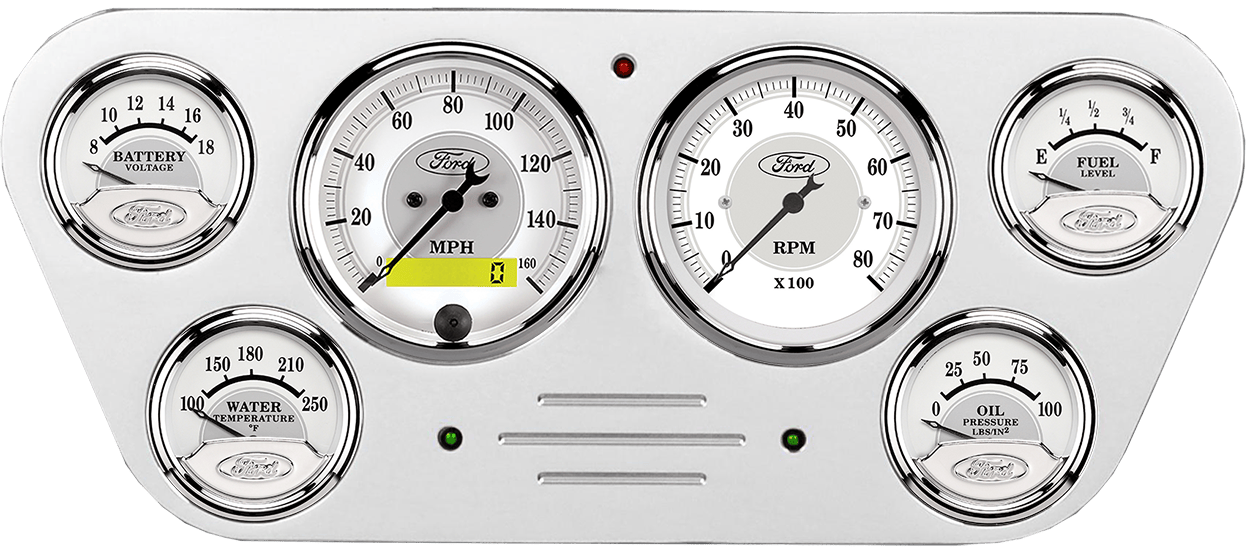 1953-1955 Ford Truck Billet Aluminum 6 Gauge Panel w/ Auto Meter Ford Masterpiece Silver Gauges