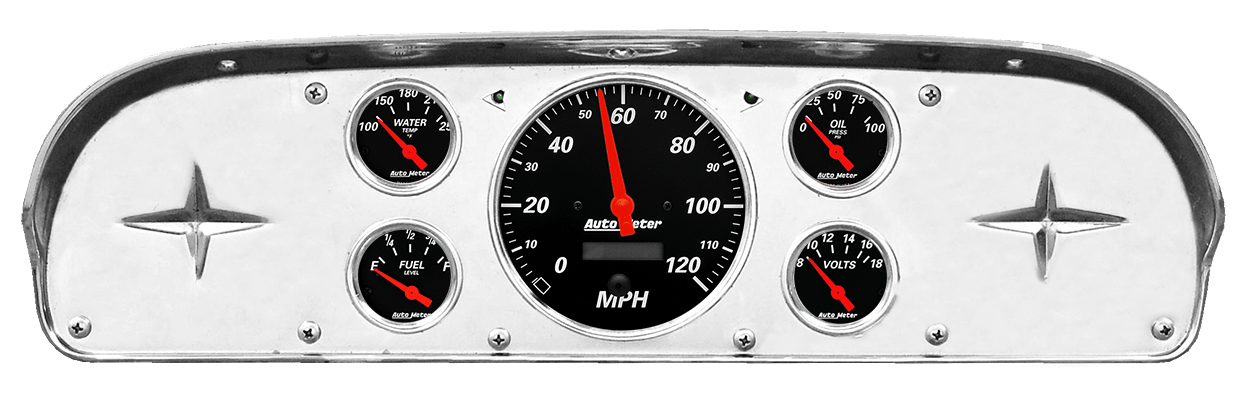 1957-1960 Ford Truck Aluminum Gauge Panel w/ AutoMeter Designer Black Gauges