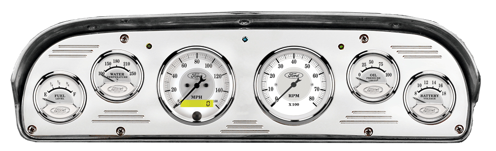 1957-1960 Ford Truck Billet Aluminum 6 Gauge Panel w/ Auto Meter Ford Masterpiece Silver Gauges