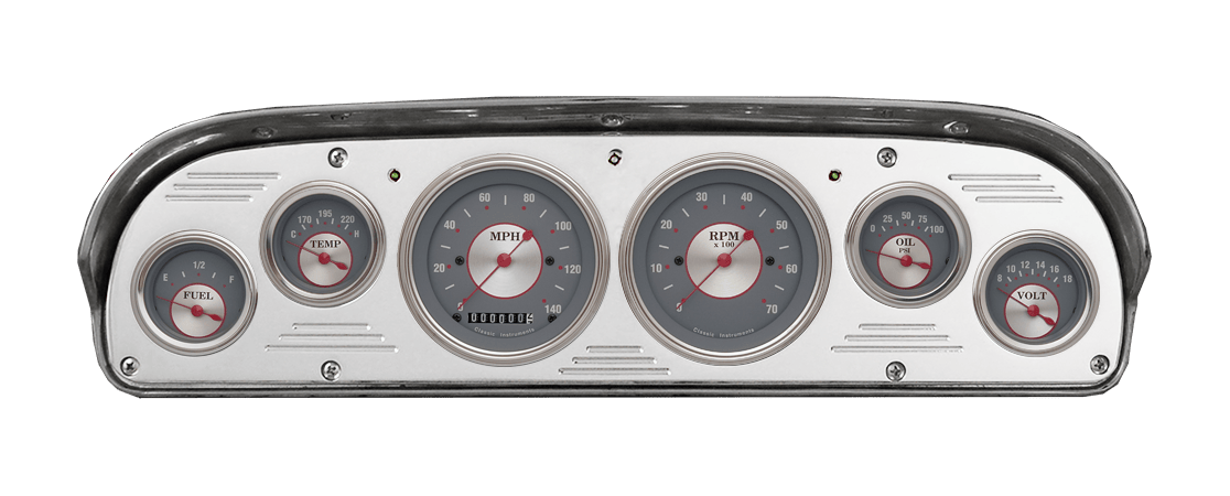 1957-1960 Ford Truck Billet Aluminum 6 Gauge Panel w/ Classic Instruments Gauges