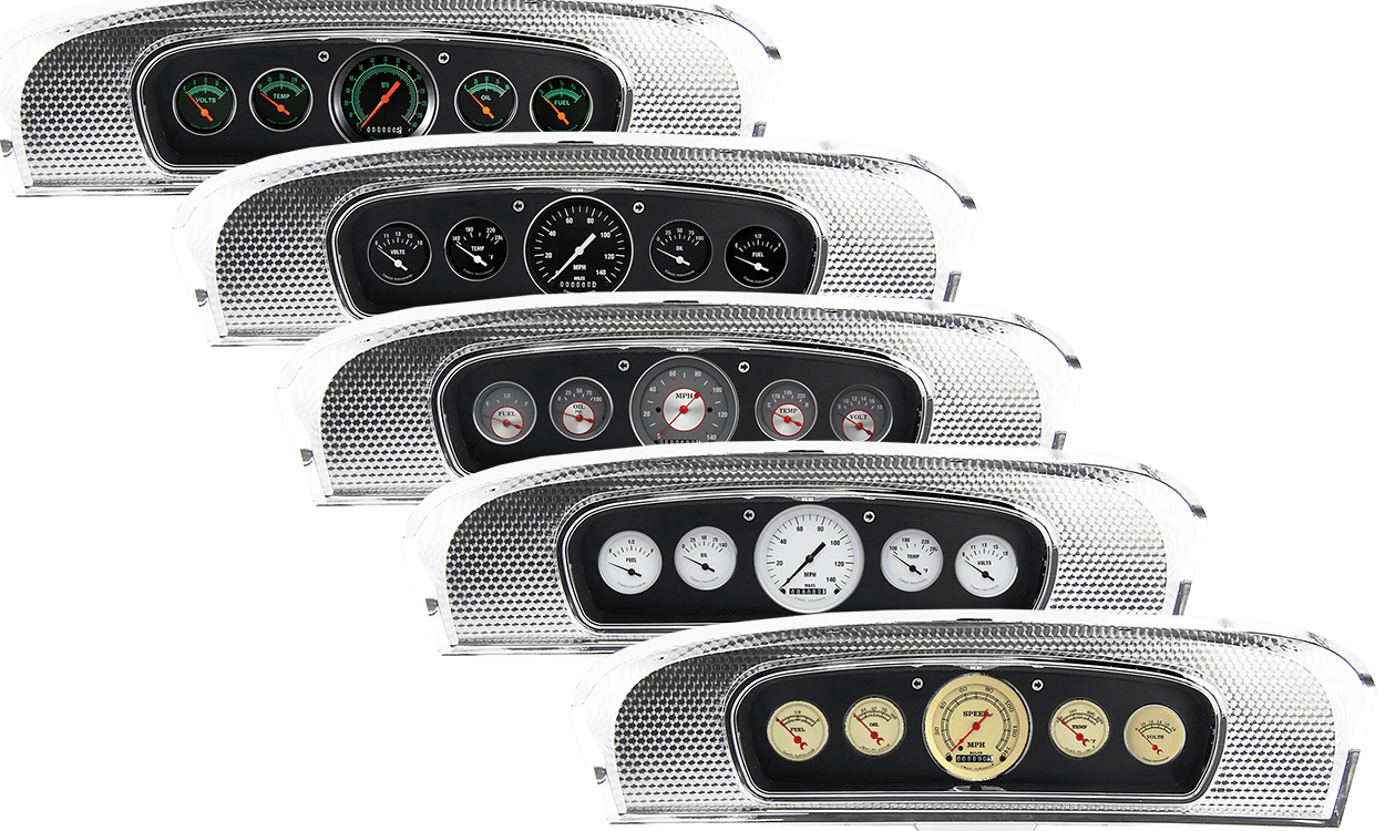1965-1966 Ford Custom Cab Truck Brushed Black Anodized Aluminum Gauge Panel w/ Classic Instruments Gauges