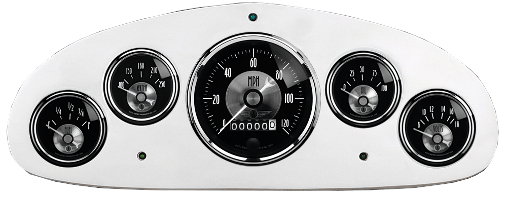 1934 Chevy Master Billet Aluminum 5 Gauge Panel w Auto Meter Prestige Series