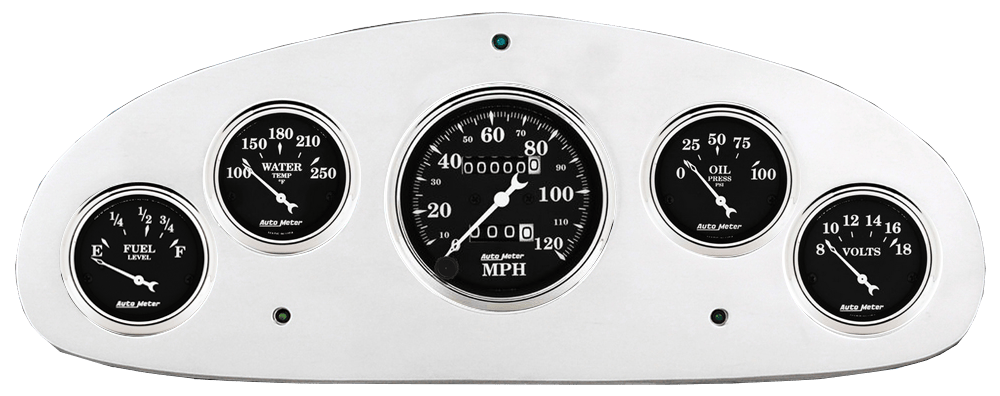 1934 Chevy Master Billet Aluminum Gauge Panel w/ Auto Meter Street Rod series gauges