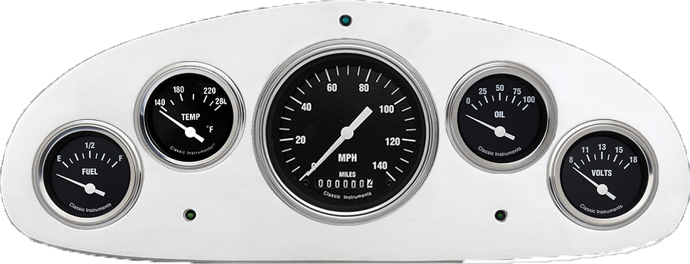 1934 Chevy Master Billet Aluminum 5 Gauge Panel w/ Classic Instruments Gauges