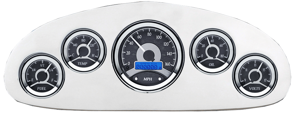 1934 Chevy Master Billet Aluminum Gauge Panel w/ Dakota Digital VHX-1050 Black Alloy Gauges