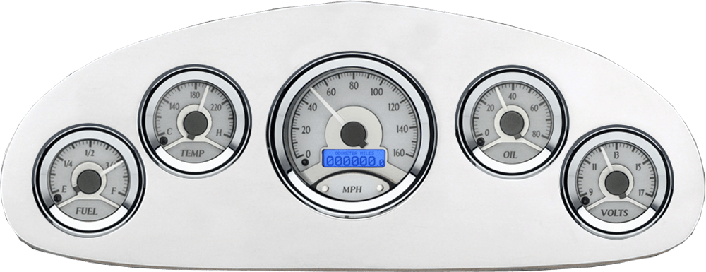 1934 Chevy Master Billet Aluminum Gauge Panel w/ Dakota Digital VHX-1050 Silver Alloy Gauges