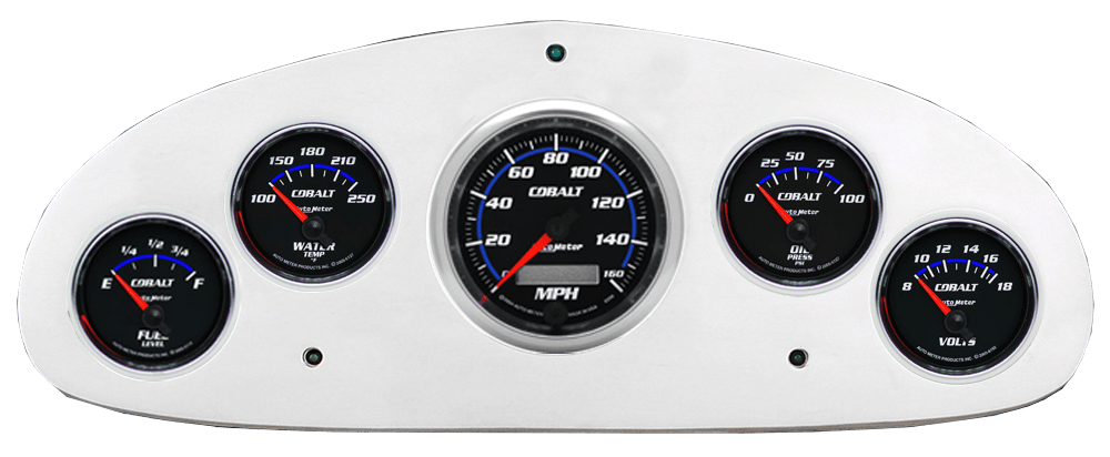 1934 Chevy Master Billet Aluminum Gauge Panel w/ Auto Meter Cobalt Gauges