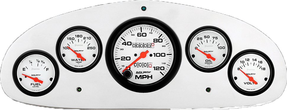 1934 Chevy Master Billet Aluminum Gauge Panel w/ Auto Meter Phantom gauges