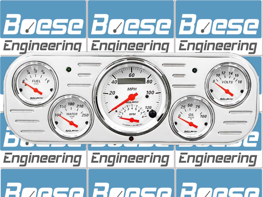 1937-1938 Chevy Car Aluminum Gauge Panel w/ Auto Meter Street Rod Series Gauges (Speedo/Tach)