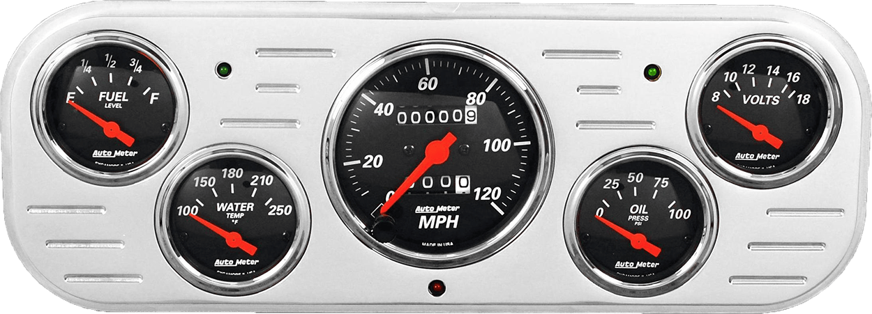 1937-1938 Chevy Car Aluminum Gauge Panel w/ Auto Meter Street Rod Series Gauges