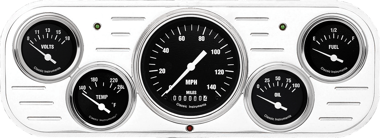 1937-1938 Chevy Car Aluminum 5 Gauge Panel w/ Classic Instruments Gauges