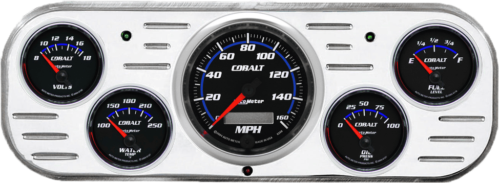 1937-1938 Chevy Car Aluminum Gauge Panel w/ Auto Meter Cobalt Gauges