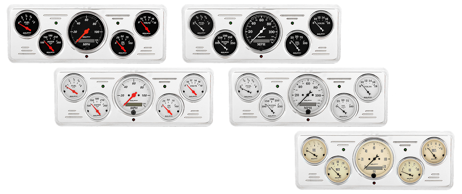 1939 Chevy Car Billet Aluminum Gauge Panel w/ Auto Meter Street Rod series gauges