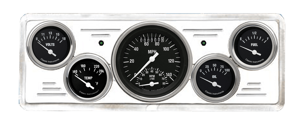 1939 Chevy Car Billet Aluminum 5 Gauge Panel w/ Classic Instruments Gauges (Ultimate Speedometer)