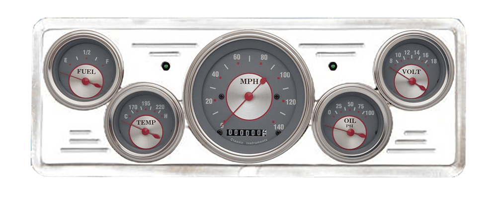 1939 Chevy Car Aluminum 5 Gauge Panel w/ Classic Instruments Gauges