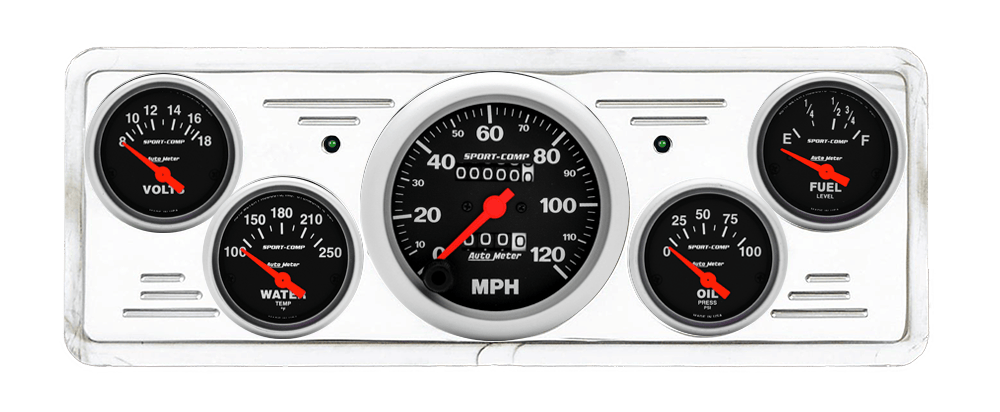1939 Chevy Car Billet Aluminum Gauge Panel w/ Auto Meter Sport-Comp gauges