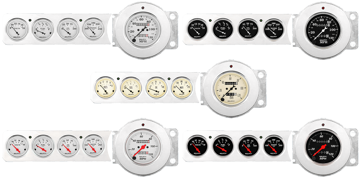 1941-1948 Chevy Car Gauge Panels w/ AutoMeter Street Rod Series Gauges