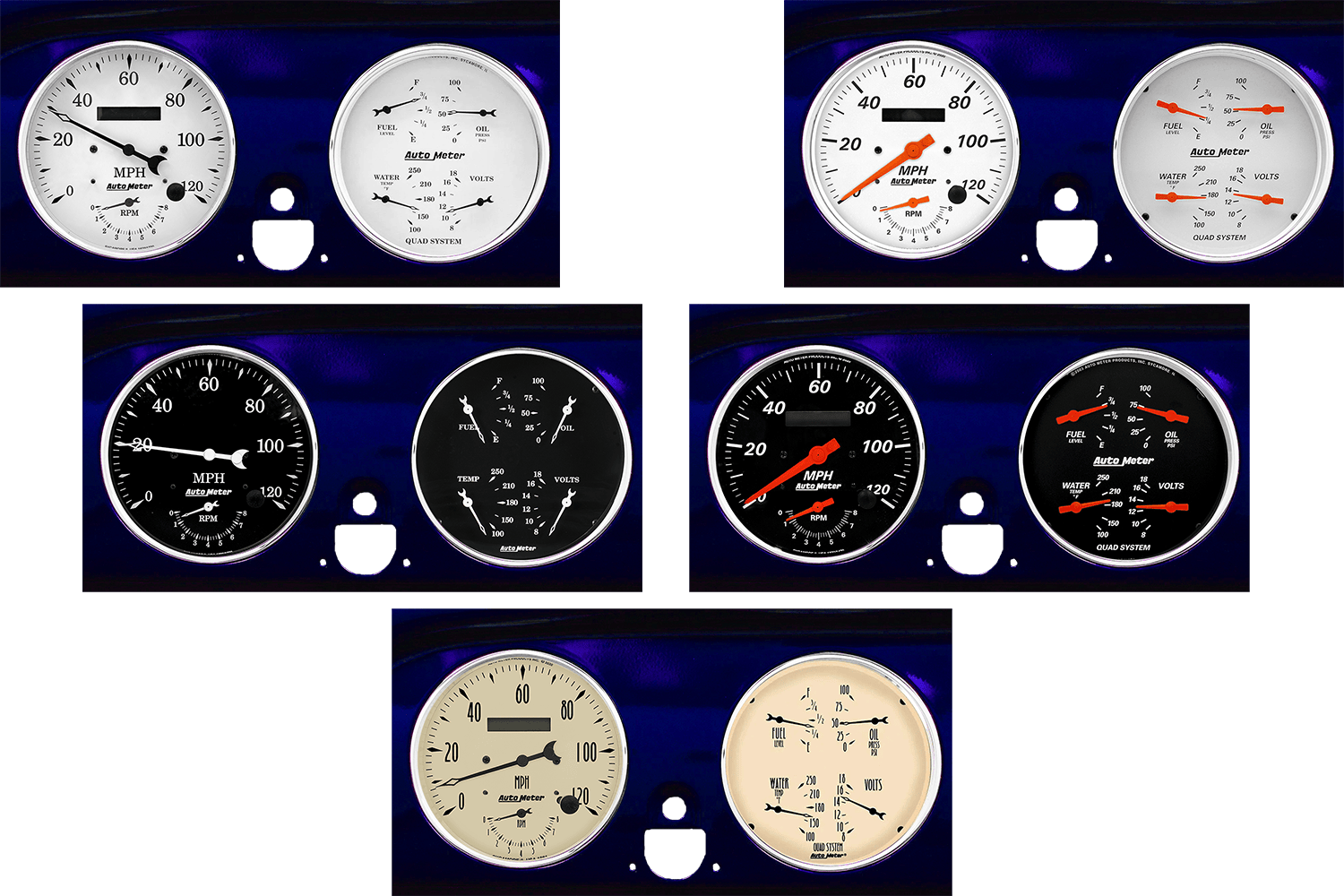 1951-1952 Chevy Car Billet Aluminum Adapter Rings AutoMeter Street Rod Series Gauges (Speedo/Tach)