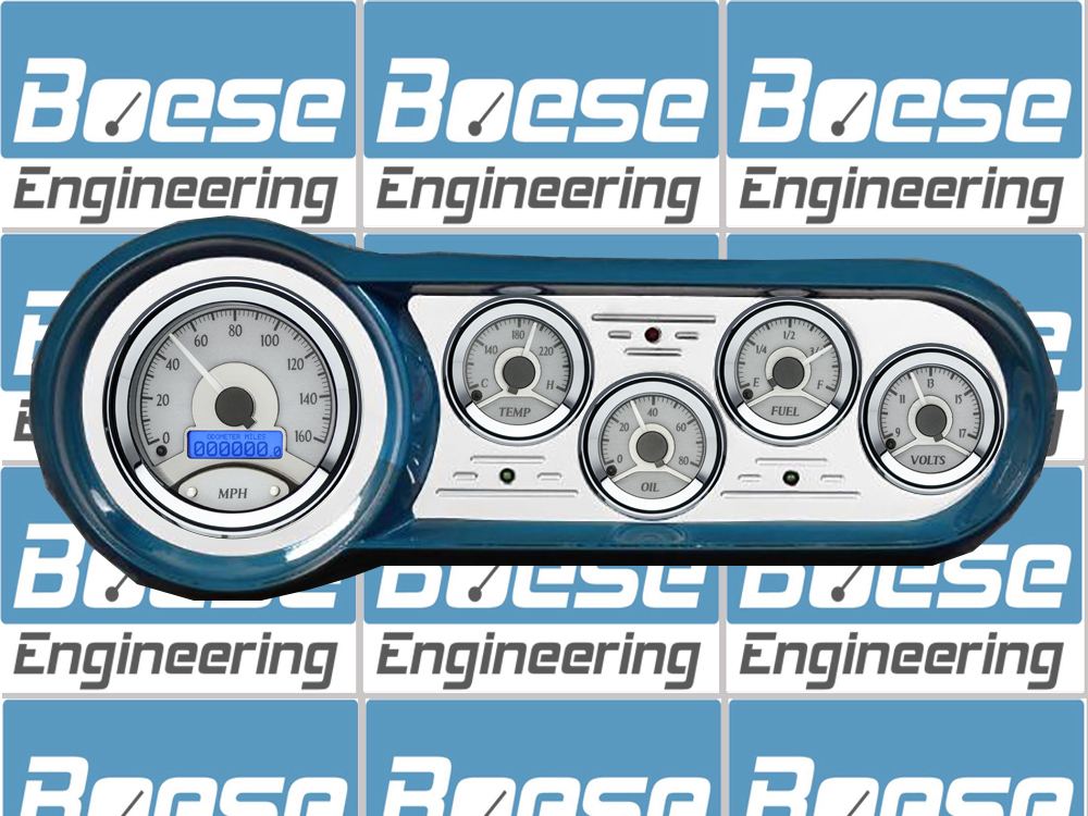 1953-1954 Chevy Car Billet Aluminum Gauge Panel w/ Dakota Digital VHX-1050 Silver Alloy Gauges